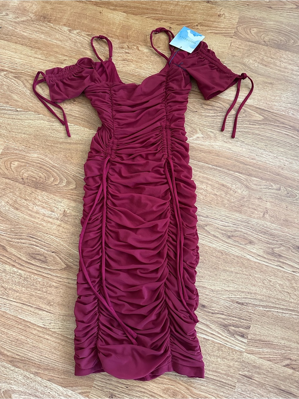 NWT MAJORELLE Merlot Red Wine Ruched Dress XS